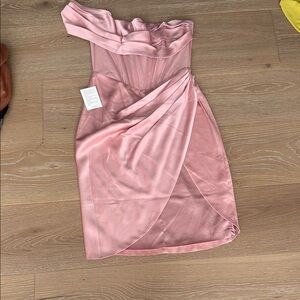 Chic One-Shoulder Pink Dress